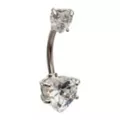 Silver-Tone Heart CZ Double Belly Ring - 14 Gauge at Spencer's