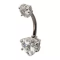 Silver-Tone Heart CZ Double Belly Ring - 14 Gauge at Spencer's
