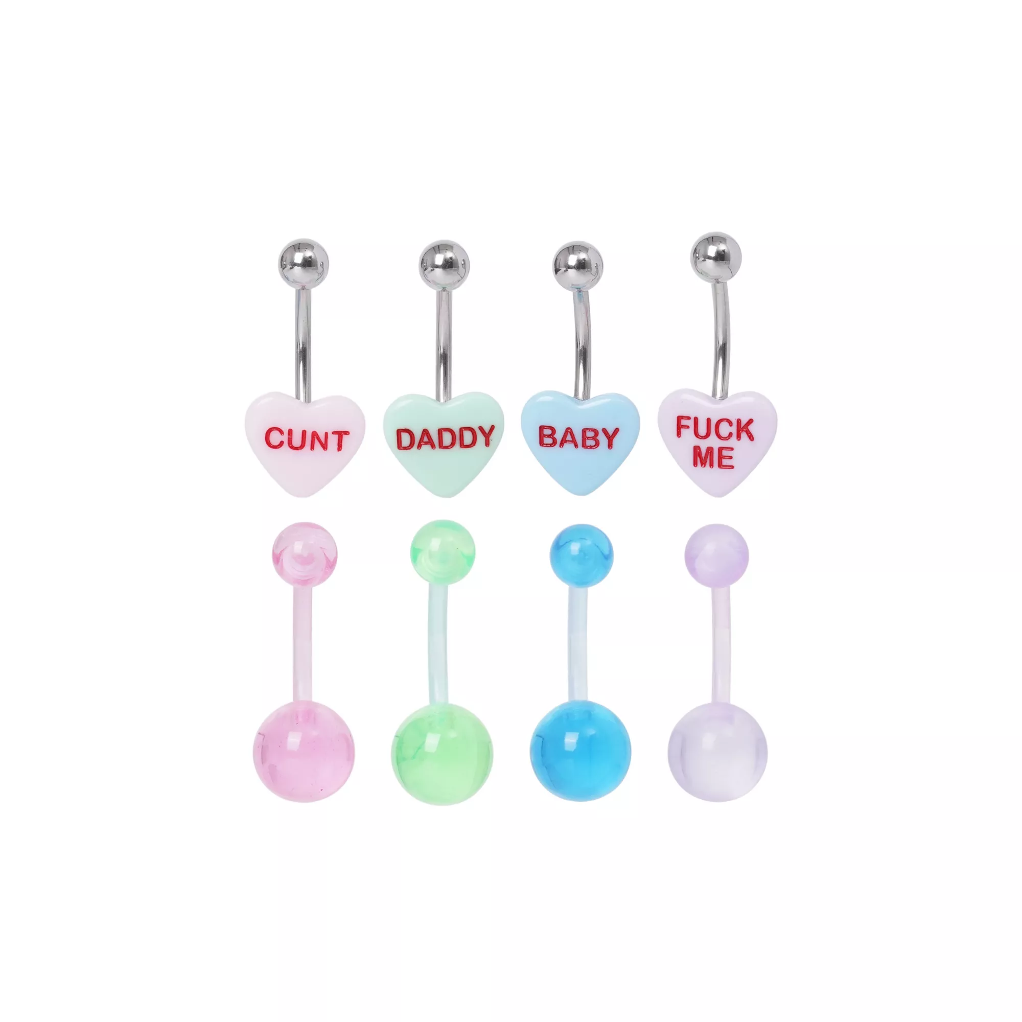 Multi-Pack Baby Heart Belly Rings 8 Pack - 14 Gauge
