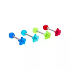 Multi-Pack Red Green Blue Star Titanium Barbells 4 Pack - 14 Gauge at Spencer's