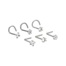 Multi-Pack CZ Titanium Nose Screw and L Bend Nose Studs 6 Pack - 20 Gauge at Spencer's