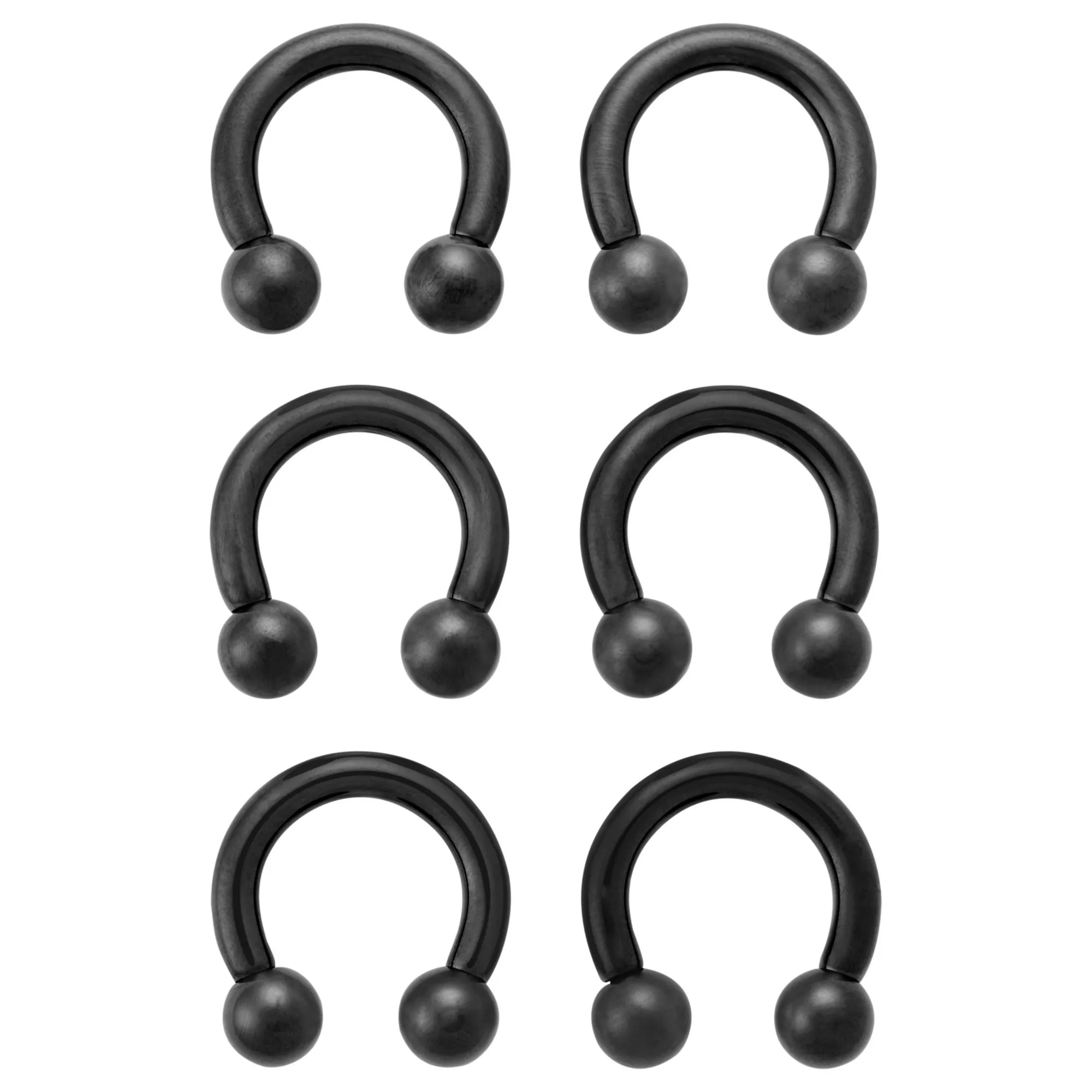 Multi-Pack Black Titanium Horseshoe Rings 3 Pair - 10 Gauge at Spencer's