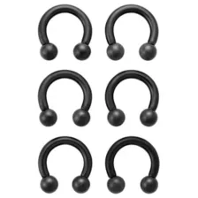 Multi-Pack Black Titanium Horseshoe Rings 3 Pair - 10 Gauge at Spencer's