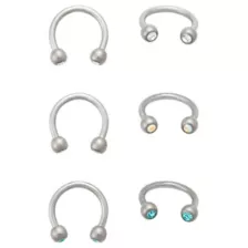 Multi-Pack Blue CZ Aurora Borealis-Effect Titanium Horseshoe Rings 3 Pair - 16 Gauge at Spencer's