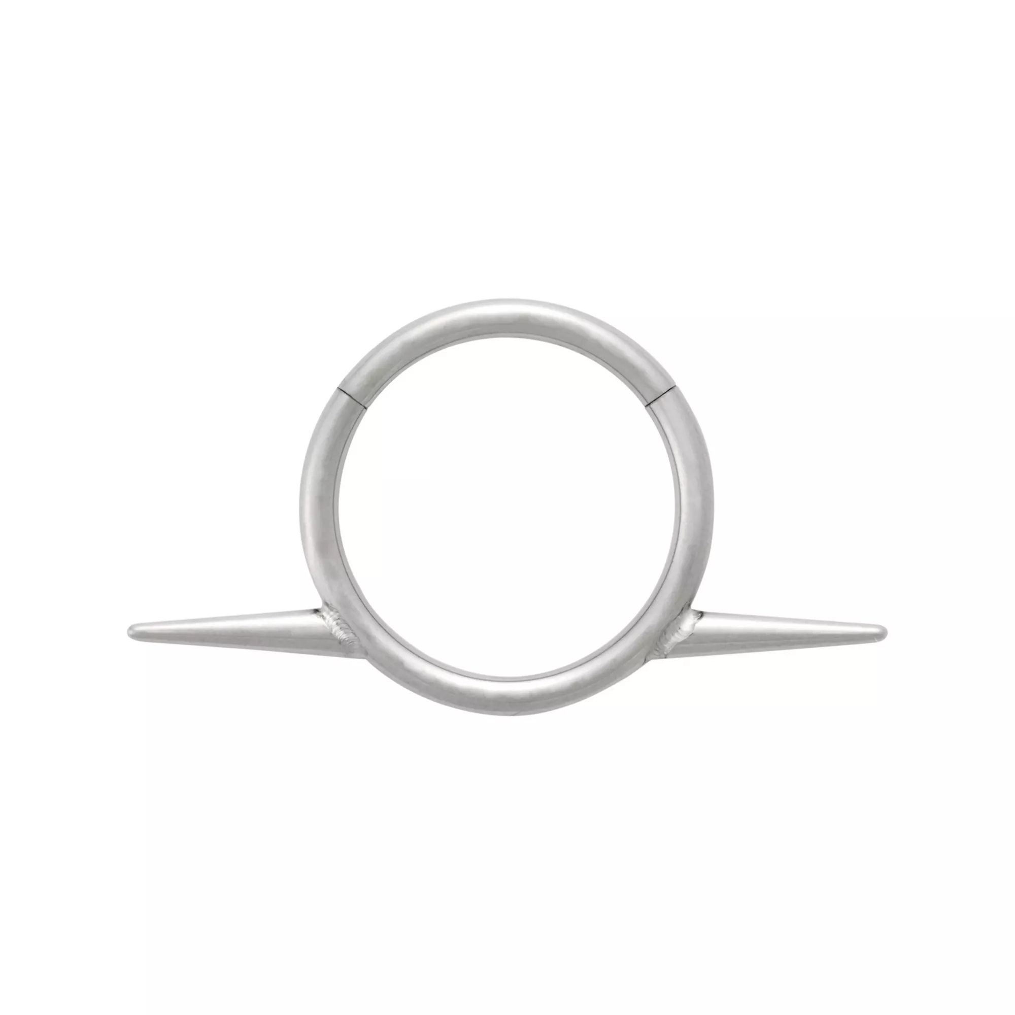 Silver-Plated ASTM F-136 Titanium Spiked Hinged Septum Ring - 16 Gauge at Spencer's
