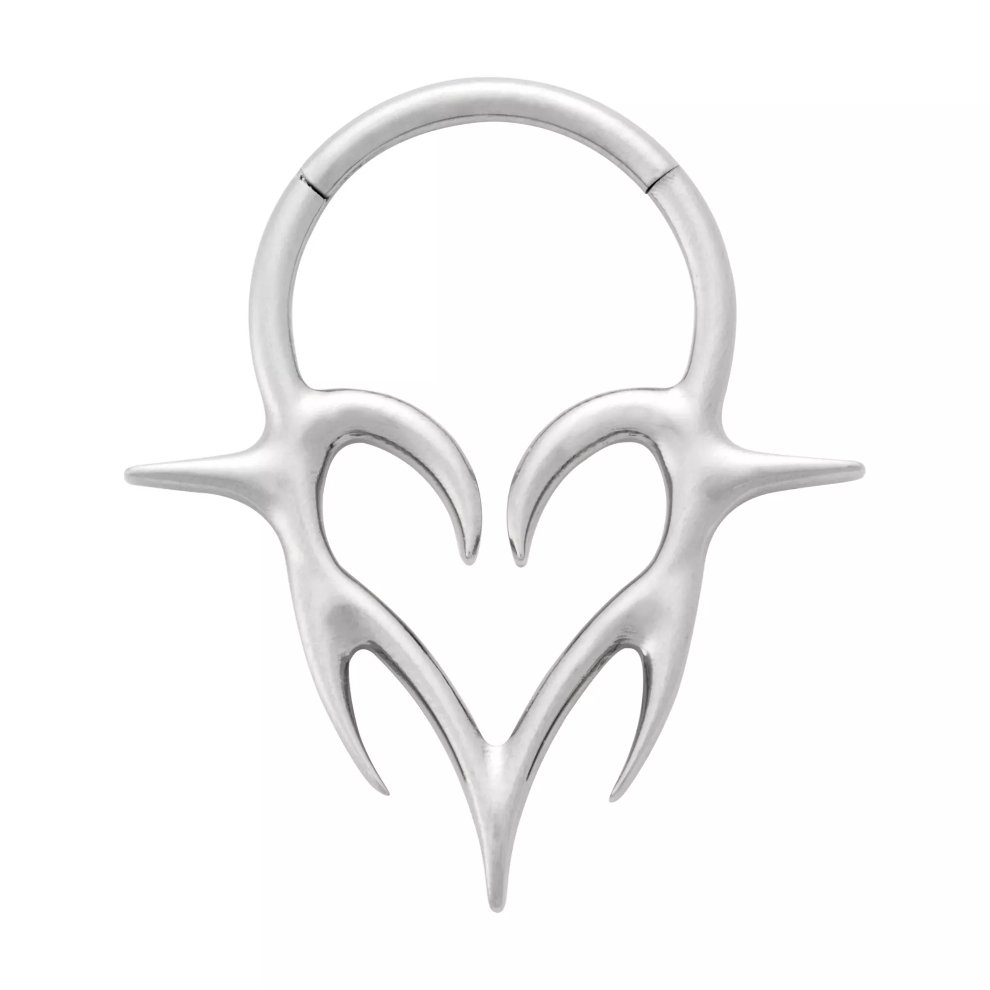 ASTM F-136 Titanium Cyberpunk Heart Silver-Plated Septum Ring - 16 Gauge at Spencer's