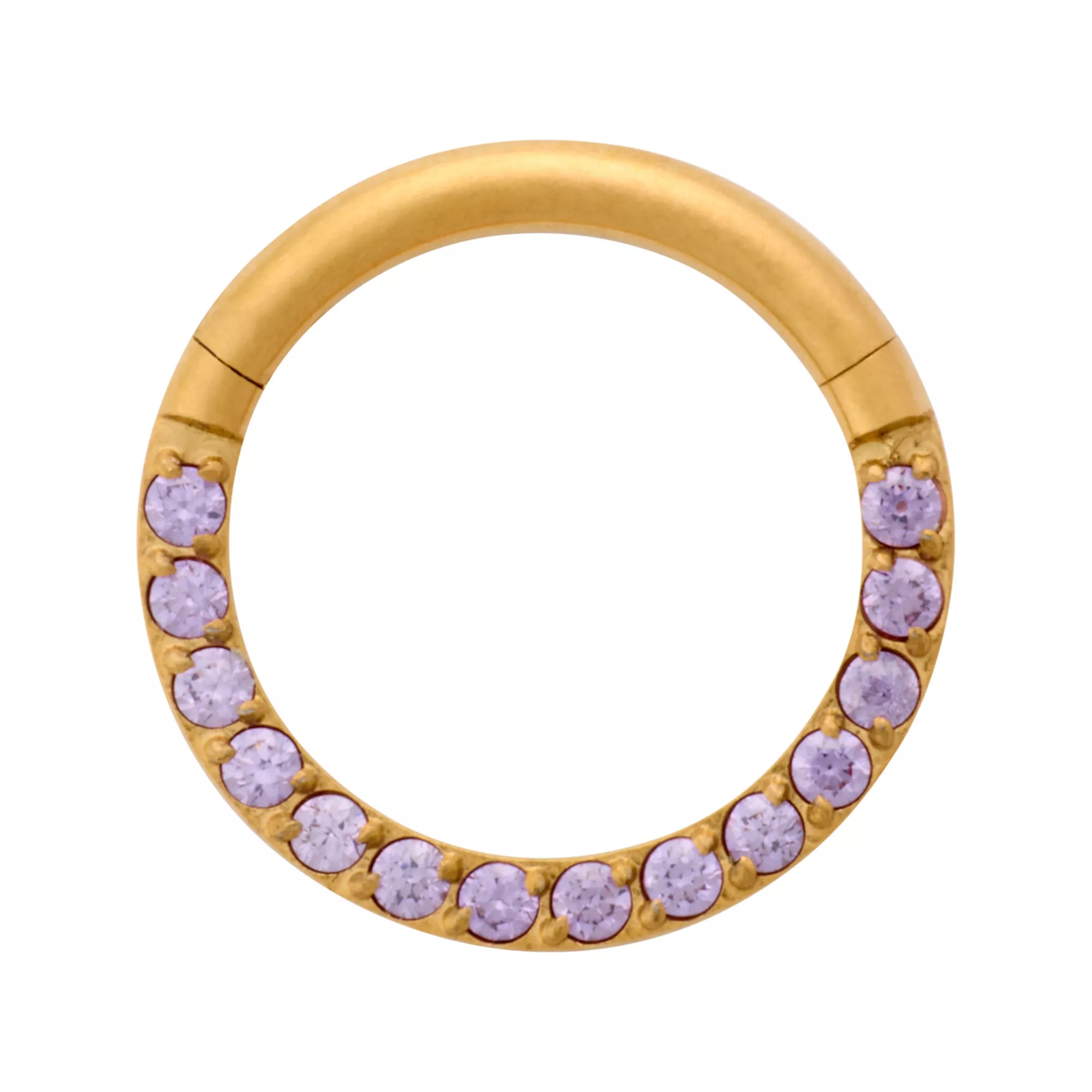 Gold-Plated ASTM F-136 Titanium Purple CZ Hinged Septum Ring - 16 Gauge at Spencer's