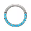 Silver-Plated ASTM F-136 Titanium Blue Nano Stone Hinged Septum Ring - 16 Gauge at Spencer's