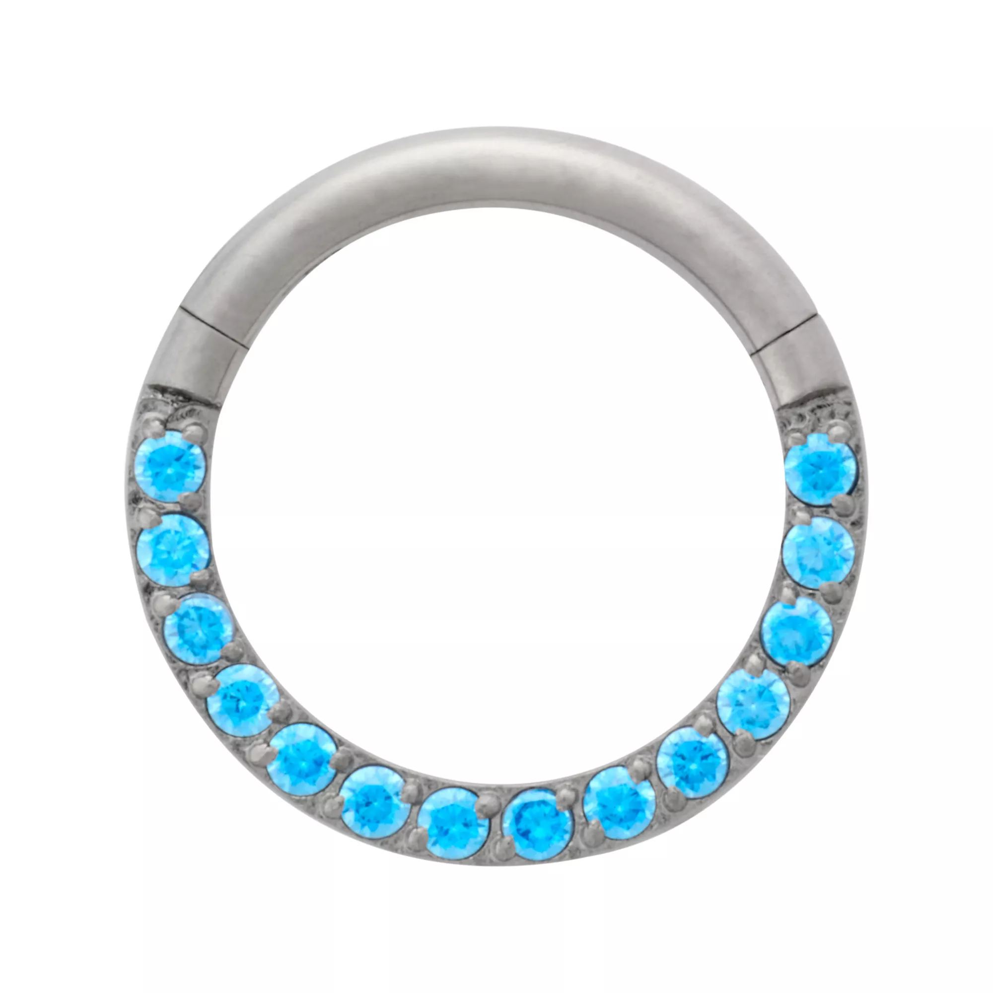 Silver-Plated ASTM F-136 Titanium Blue Nano Stone Hinged Septum Ring - 16 Gauge at Spencer's