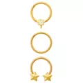 Multi-Pack Opal-Effect Star Gold-Plated Captive and Horseshoe Septum Rings 3 Pack - 16 Gauge at Spencer's