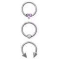 Multi-Pack Heart CZ Titanium Horseshoe and Hinged Septum Rings 3 Pack - 16 Gauge at Spencer's