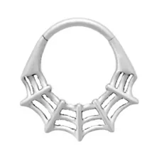 Silver-Plated ASTM F-136 Titanium Spider Web Hinged Septum Ring - 16 Gauge at Spencer's