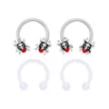 Multi-Pack Red CZ Spider Horseshoe Rings 2 Pair - 16 Gauge at Spencer's