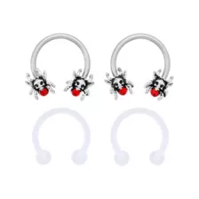 Multi-Pack Red CZ Spider Horseshoe Rings 2 Pair - 16 Gauge at Spencer's