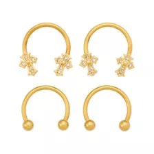 Multi-Pack CZ Gold-Plated Cross Horseshoe Rings 4 Pack - 16 Gauge at Spencer's