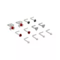 Multi-Pack Spider Spike Hearts L-Bend Nose Rings 6 Pair - 20 Gauge at Spencer's
