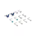 Multi-Pack Blue CZ Butterfly Heart L-Bend Nose Rings 12 Pack - 20 Gauge at Spencer's