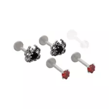 Multi-Pack CZ Spider Heart Labrets 5 Pack - 16 Gauge at Spencer's
