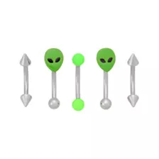 Multi-Pack Green Alien Titanium Curved Barbells 5 Pack - 16 Gauge at Spencer's