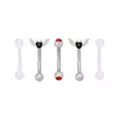 Multi-Pack CZ Black Red Bat Curved Barbells 5 Pack - 16 Gauge at Spencer's