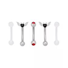 Multi-Pack CZ Black Red Bat Curved Barbells 5 Pack - 16 Gauge at Spencer's