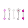 Multi-Pack CZ Star and Stack Gem Curved Barbells 5 Pack - 16 Gauge at Spencer's