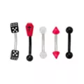 Multi-Pack Dice Coffin Curved Barbells 5 Pack - 16 Gauge at Spencer's
