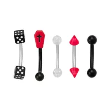 Multi-Pack Dice Coffin Curved Barbells 5 Pack - 16 Gauge at Spencer's
