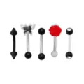 Multi-Pack CZ Titanium Butterfly Rose Curved Barbells 5 Pack - 16 Gauge at Spencer's