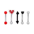 Multi-Pack Red Black Titanium Heart Curved Barbells 5 Pack - 16 Gauge at Spencer's