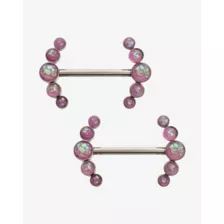 ASTM F-136 Titanium Opal-Effect Cluster Nipple Barbells - 14 Gauge at Spencer's