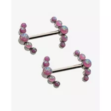 ASTM F-136 Titanium Opal-Effect Cluster Nipple Barbells - 14 Gauge at Spencer's