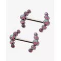 ASTM F-136 Titanium Opal-Effect Cluster Nipple Barbells - 14 Gauge at Spencer's