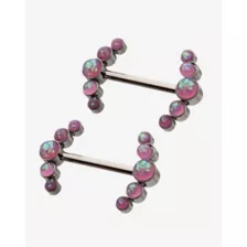ASTM F-136 Titanium Opal-Effect Cluster Nipple Barbells - 14 Gauge at Spencer's