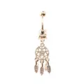 Purple CZ Dreamcatcher Rose Gold-Tone Dangle Belly Ring - 14 Gauge at Spencer's
