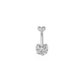 CZ Double Heart Silver-Tone Belly Ring - 14 Gauge at Spencer's