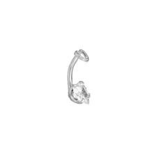 CZ Double Heart Silver-Tone Belly Ring - 14 Gauge at Spencer's