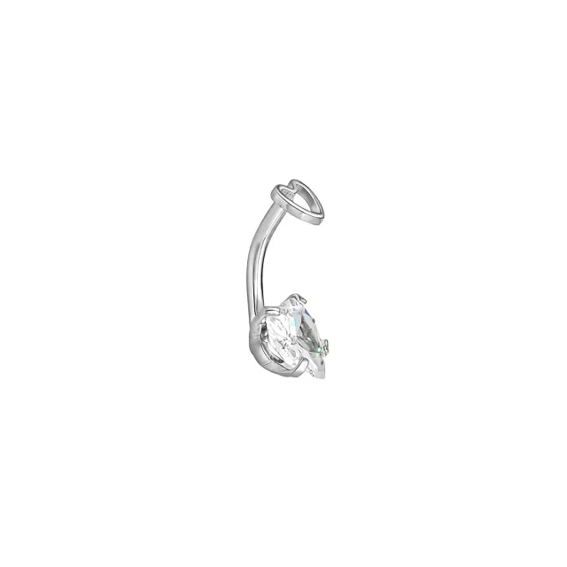 CZ Double Heart Silver-Tone Belly Ring - 14 Gauge at Spencer's