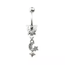 Pink CZ Heart Moon Dangle Belly Ring - 14 Gauge at Spencer's