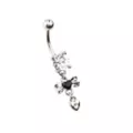Clear and Black CZ Bow Heart Silver-Tone Dangle Belly Ring - 14 Gauge at Spencer's