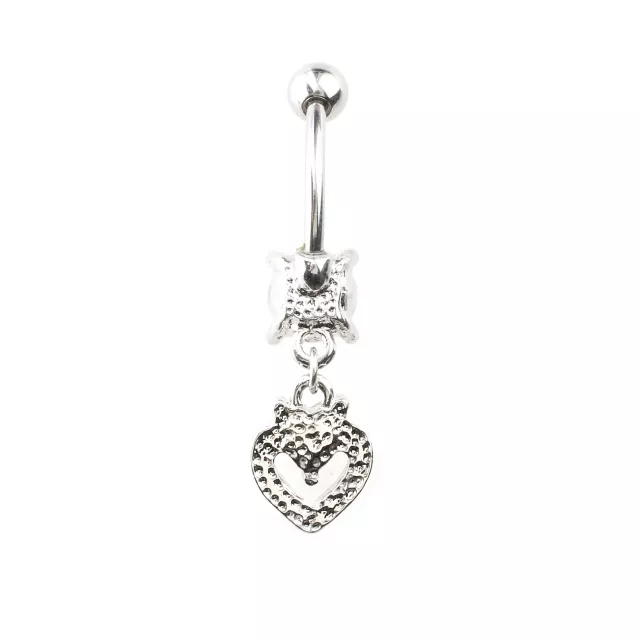 Clear and Red CZ Round Heart Silver-Tone Dangle Belly Ring - 14 Gauge at Spencer's