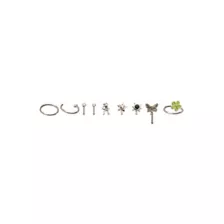 Multi-Pack Silver-Tone Titanium Cottagecore Pin and Hoop Nose Rings 9 Pack - 20 Gauge at Spencer's
