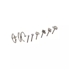 Multi-Pack CZ Cross and Heart Titanium Mixed Nose Rings 9 Pack - 20 Gauge at Spencer's