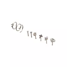 Multi-Pack CZ Cross and Heart Titanium Mixed Nose Rings 9 Pack - 20 Gauge at Spencer's