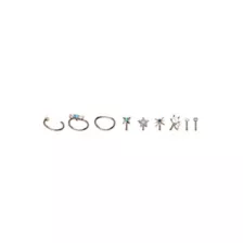 Multi-Pack Blue CZ Flower Titanium Mixed Nose Rings 9 Pack - 20 Gauge at Spencer's