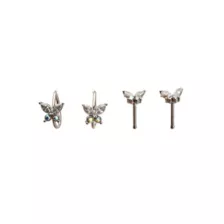Multi-Pack CZ Butterfly Titanium Hoop Nose Rings and Bone Nose Rings 4 Pack - 20 Gauge at Spencer's