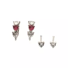 Multi-Pack CZ Heart Titanium Hoop Nose Rings and Bone Nose Rings 4 Pack - 20 Gauge at Spencer's