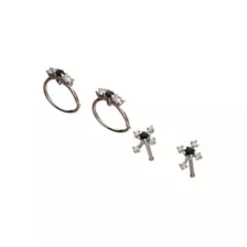 Multi-Pack Black CZ Cross Hoop Nose Rings and Bone Nose Rings 4 Pack - 20 Gauge at Spencer's