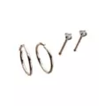 Multi-Pack Prong CZ Basic Titanium Hoop Nose Rings and Bone Nose Rings 4 Pack - 20 Gauge at Spencer's