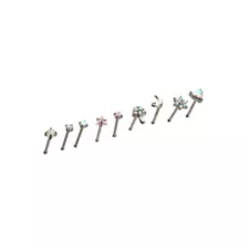 Multi-Pack CZ Groovy Icon Titanium Bone Nose Rings 9 Pack - 20 Gauge at Spencer's